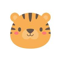 vetor de tigre. design de rosto de animal fofo para crianças