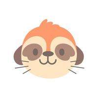 vetor de suricato. design de rosto de animal fofo para crianças