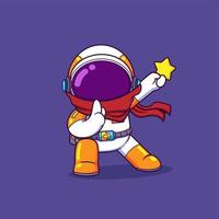 o astronauta ninja está posando como um ninja das sombras enquanto traz uma estrela shuriken vetor