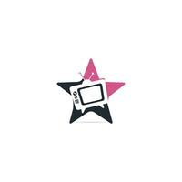 design de logotipo em forma de estrela de mídia de tv. design de modelo de logotipo de serviço de tv vetor