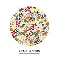 sementes saudáveis em círculo. vetor