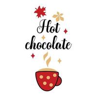 inscrição de slogan de outono doce de chocolate quente. citações de vetor de queda. cartaz de cor de outono.