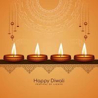 feliz celebração do festival de diwali lindo cartão de saudação design elegante vetor