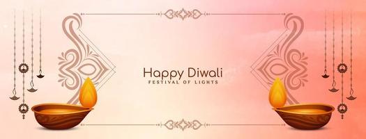 feliz diwali festival religioso celebração artística bela bandeira vetor