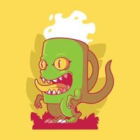 ilustração em vetor personagem xícara de café t-rex. animal, engraçado, conceito de design de inspiração.