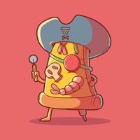 ilustração em vetor personagem pirata fatia de pizza. comida, engraçado, conceito de design de fast food.