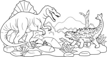 robô de dinossauro de desenho animado engraçado, livro de colorir para  crianças, ilustração de contorno 11374504 Vetor no Vecteezy