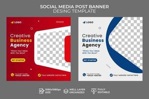 modelo de postagem de mídia social de marketing digital, banner de mídia social de marketing de negócios digitais, agência de negócios criativos, publicidade corporativa vetor