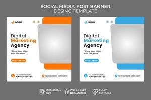 modelo de postagem de mídia social de marketing digital, banner de mídia social de marketing de negócios digitais, agência de negócios criativos, publicidade corporativa vetor