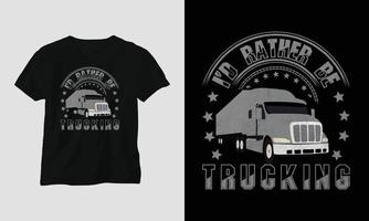 design de camiseta de motorista de caminhão estilo vintage com caminhão e bandeira vetor