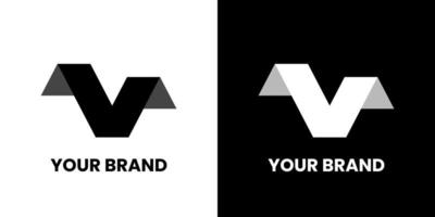 vetor de design de logotipo minimalista v. letra v abstrato triângulo logotipo preto branco design vector modelo. ícone de conceito de logotipo