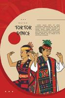 bataknese tortor dance dança tradicional indonésia desenhada à mão para segundo plano vetor