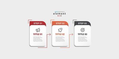 modelo de design de infográfico de negócios moderno com ícones e 3 opções ou etapas. design legal para diagrama de processo, apresentações, layout de fluxo de trabalho, banner, fluxograma, info graph.eps10 vector