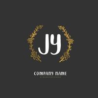 jy caligrafia inicial e design de logotipo de assinatura com círculo. logotipo manuscrito de design bonito para moda, equipe, casamento, logotipo de luxo. vetor