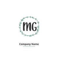 mg caligrafia inicial e design de logotipo de assinatura com círculo. logotipo manuscrito de design bonito para moda, equipe, casamento, logotipo de luxo. vetor