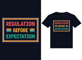 regulamento antes de ilustrações de expectativa para design de camisetas prontas para impressão vetor