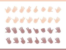 ilustração de gesto de número de mão humana vetor