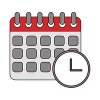 linha de tempo de relógio de lembrete de calendário e ícone de estilo de preenchimento vetor