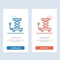 tesoura de elevador de construção de carro azul e vermelho baixe e compre agora modelo de cartão de widget da web vetor