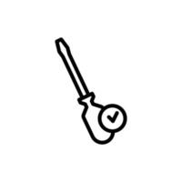 ilustração de ícone de linha de chave de fenda com marca de seleção. adequado para ícone de reparo completo. ícone ilustração relacionada reparo, manutenção. design vetorial simples editável vetor