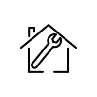 ilustração de ícone de linha de casa com chave. adequado para ícone de oficina automotiva. ícone ilustração relacionado reparo, manutenção. design vetorial simples editável vetor
