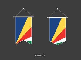 bandeira de seychelles em várias formas, vetor de galhardete de bandeira de futebol, ilustração vetorial.