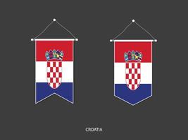 bandeira da croácia em várias formas, vetor de bandeirola de bandeira de futebol, ilustração vetorial.