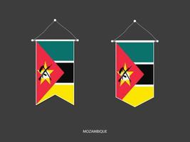 bandeira de Moçambique em várias formas, vetor de bandeirola de bandeira de futebol, ilustração vetorial.