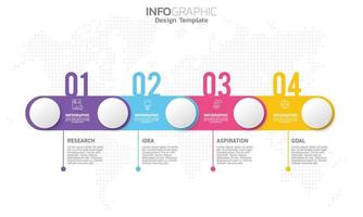 infográfico de negócios 4 passos para o sucesso com inspiração e objetivo de ideia de pesquisa. vetor