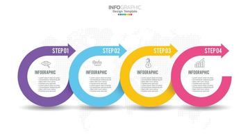 Modelo de design infográfico de 4 etapas com ícones e processo. vetor