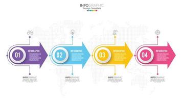 Modelo de design infográfico de 4 etapas com ícones e processo. vetor