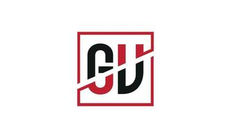 design de logotipo gv. design inicial do monograma do logotipo da letra gv na cor preta e vermelha com forma quadrada. vetor profissional