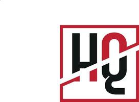 design de logotipo hq. design inicial do monograma do logotipo da letra hq na cor preta e vermelha com forma quadrada. vetor profissional