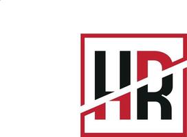 design de logotipo hr. design inicial do monograma do logotipo da letra hr na cor preta e vermelha com forma quadrada. vetor profissional