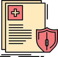 escudo de proteção de documentos saúde médica ícone de cor plana vetor modelo de banner