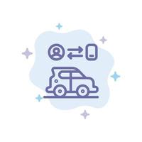 ícone azul da tecnologia do homem do transporte do carro no fundo abstrato da nuvem vetor