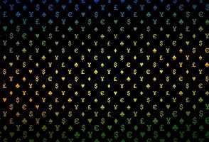 multicolor escuro, padrão de vetor de arco-íris com símbolo de cartas.