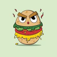 monstro com raiva de hambúrguer de comida vetor