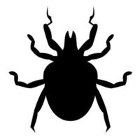 silhueta de ácaro. parasita de pragas de pulgas perigosas em um fundo branco. ótimo para logotipos, cartazes para ácaros domésticos. ilustração vetorial vetor