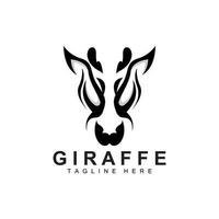 design de logotipo de girafa, silhueta de vetor de cabeça de girafa, animal de pescoço alto, zoológico, ilustração de tatuagem, marca de produto