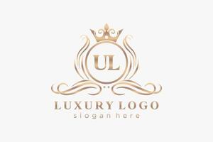 modelo de logotipo de luxo real carta inicial ul em arte vetorial para restaurante, realeza, boutique, café, hotel, heráldica, joias, moda e outras ilustrações vetoriais. vetor