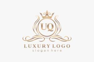 modelo de logotipo de luxo real de letra uq inicial em arte vetorial para restaurante, realeza, boutique, café, hotel, heráldica, joias, moda e outras ilustrações vetoriais. vetor