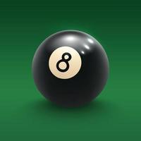 oito bola de bilhar na mesa de bilhar verde cartaz 3d vetor