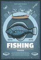 cartaz vintage vetorial para passeios de pesca vetor