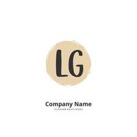 lg manuscrito inicial e design de logotipo de assinatura com círculo. logotipo manuscrito de design bonito para moda, equipe, casamento, logotipo de luxo. vetor