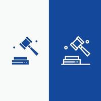 linha de lei digital de direitos autorais de negócios e ícone sólido de glifo azul linha de banner e ícone sólido de glifo azul vetor