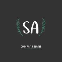 sa caligrafia inicial e design de logotipo de assinatura com círculo. logotipo manuscrito de design bonito para moda, equipe, casamento, logotipo de luxo. vetor