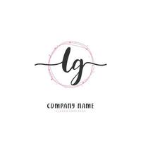 lg manuscrito inicial e design de logotipo de assinatura com círculo. logotipo manuscrito de design bonito para moda, equipe, casamento, logotipo de luxo. vetor