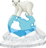 urso polar na terra em fundo branco vetor