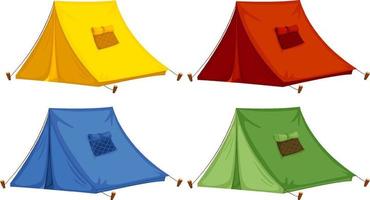 barraca de acampamento em conjunto de cores diferentes vetor